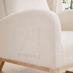 27.2'W Rocking Chair for Nursery, Sherpa Glider Chair with High Back and Side Pocket, Rocking Accent Armchair with Rubber Wood Legs for Living Room/Bedroom.Ivory - Grand Goldman Shop