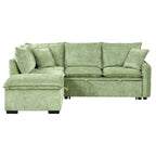 Convertible Sofa Bed Sectional Sofa Sleeper with Storage Ottoman, Green Chenille, 82.67 inches - Grand Goldman Shop