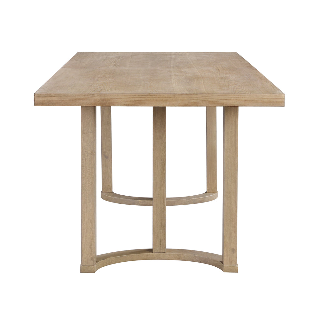 Contemporary 69 Inches Dining Table with U-Shaped Trestle Base in Light Ash Solid Wood and MDF - Grand Goldman Shop