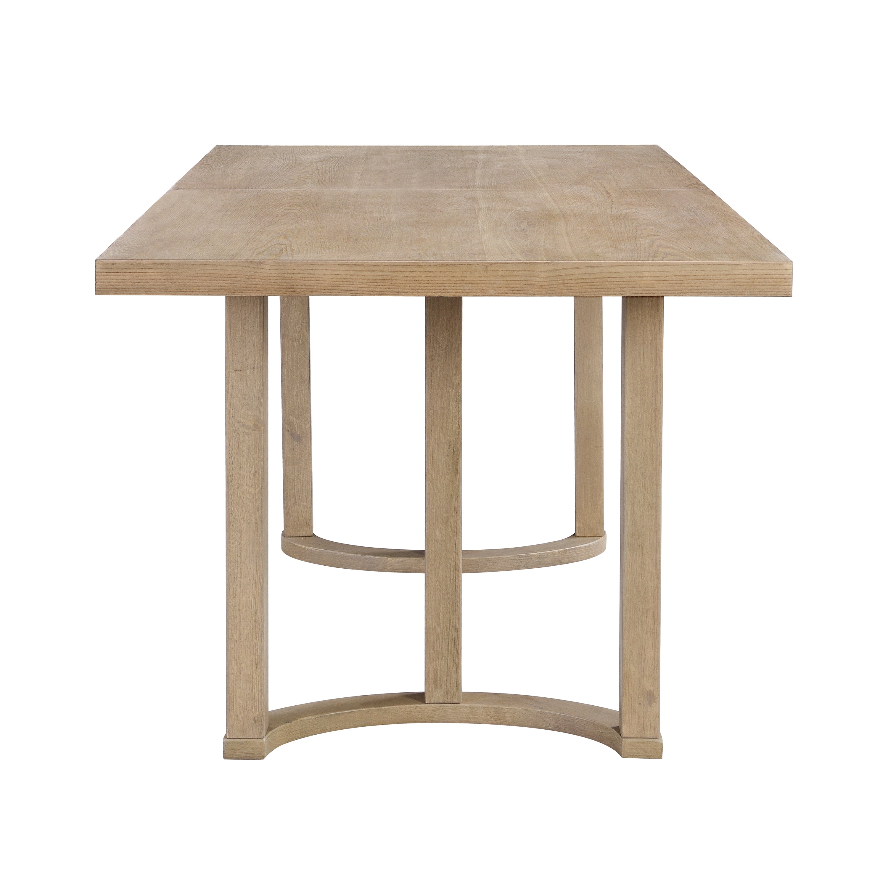 Contemporary 69 Inches Dining Table with U-Shaped Trestle Base in Light Ash Solid Wood and MDF - Grand Goldman Shop