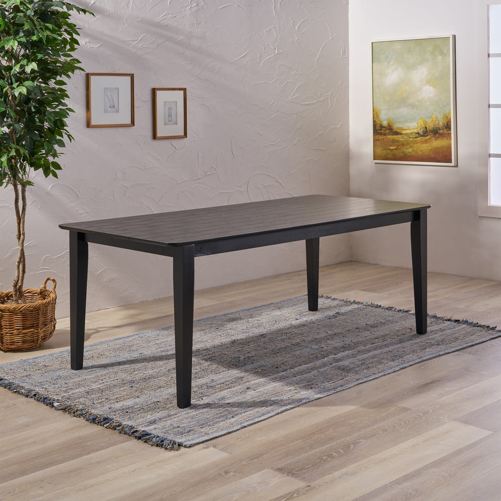 Farmhouse Charm Dining Table with Square Leg Black Solid Wood and MDF 76x35.5 inches - Grand Goldman Shop