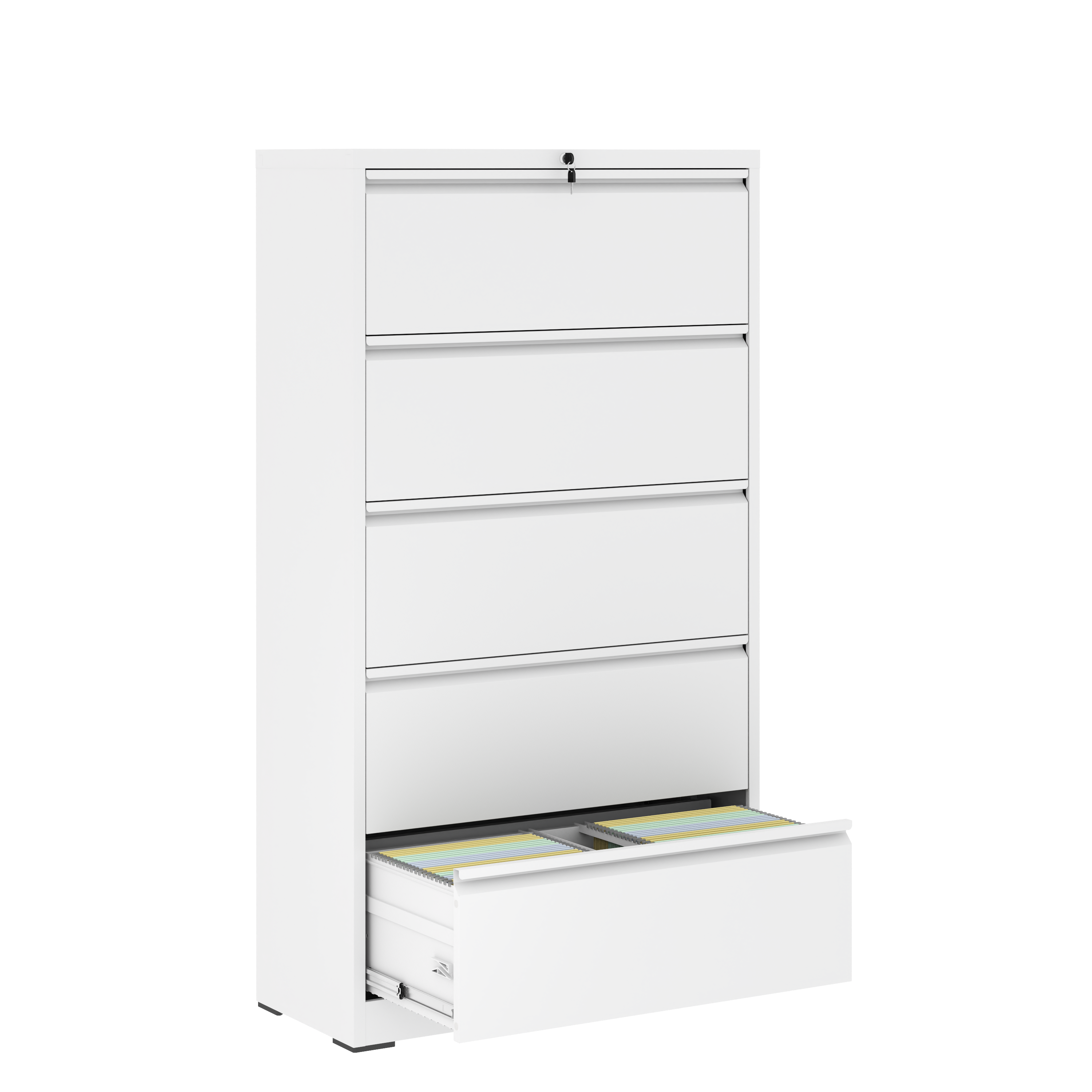 5 Drawer Metal Lateral File Cabinet , White Filing Cabinet with Lock, Lockable File Cabinet for Home Office, Locking Metal Fi