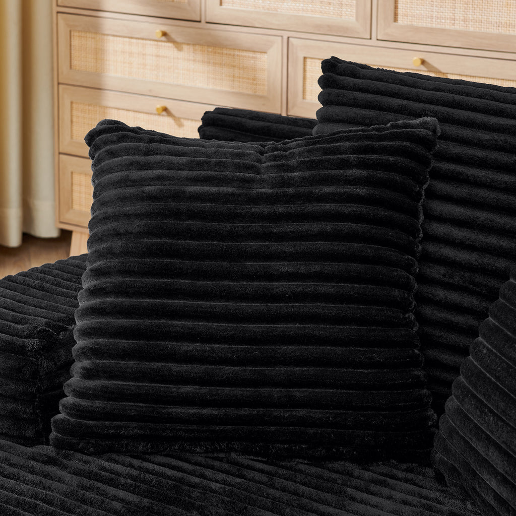 Single lazy sofa lounge chair, no assembly required, made of velvet fabric, fluffy modern single lounge chair, used for indoor living rooms and bedrooms-Black - Grand Goldman Shop