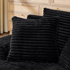Single lazy sofa lounge chair, no assembly required, made of velvet fabric, fluffy modern single lounge chair, used for indoor living rooms and bedrooms-Black - Grand Goldman Shop
