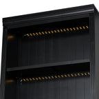 83.4'Tall Bookshelf Suite with LED Lighting, Modern Bookcases with Glass Doors and Drawers,2-Piece Set Storage Bookcase Suite