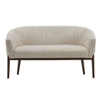 Corduroy Recessed Arm Loveseat(Beige+Walnut-65780) - Grand Goldman Shop