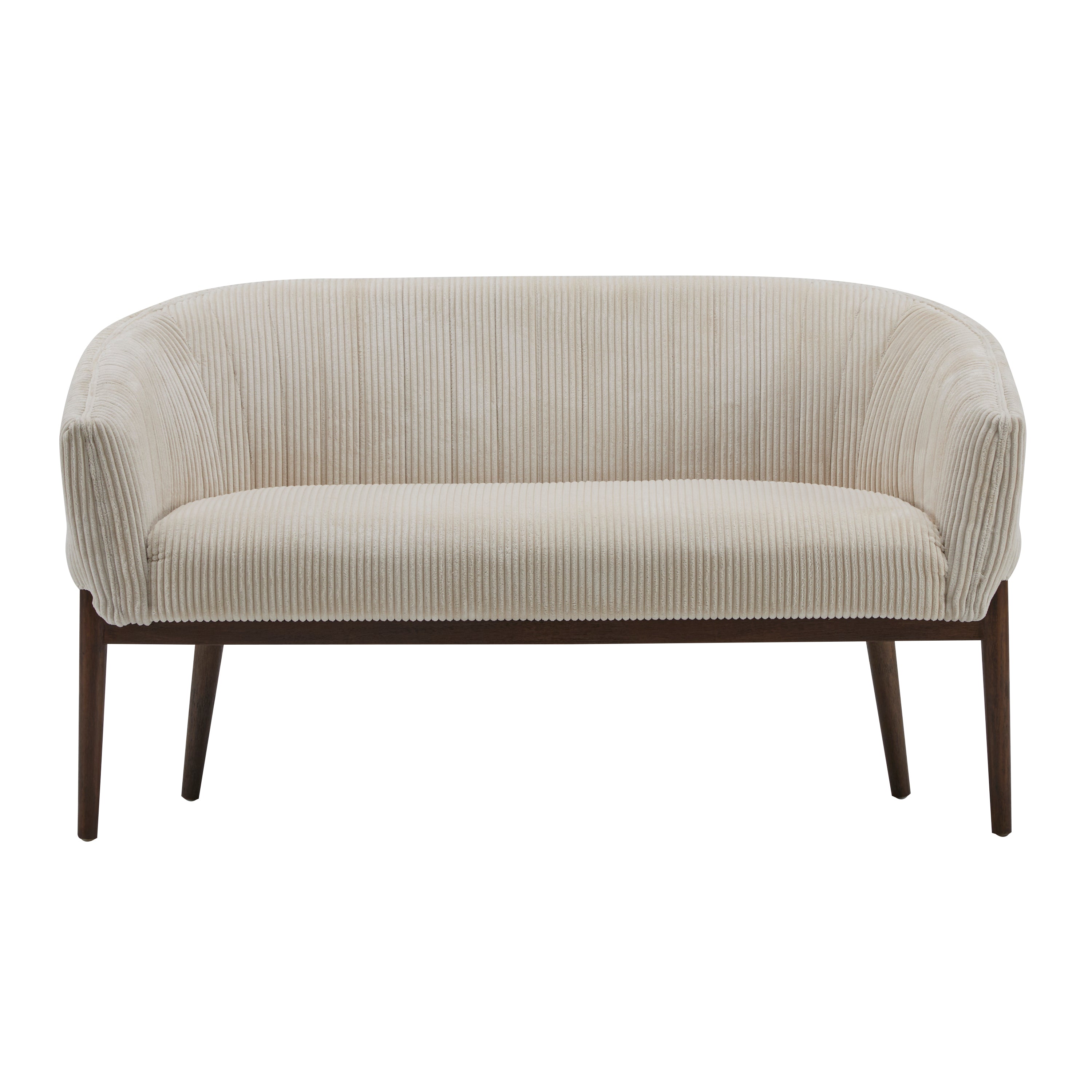 Corduroy Recessed Arm Loveseat(Beige+Walnut-65780) - Grand Goldman Shop