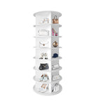7 Tier Rotating Shoe Rack Tower, Spinning Shoe Display, 360 Shoe Rack Storage Round Carousel, Vertical Handbag Rotate Shoes Closet Organization (WHITE) - Grand Goldman Shop