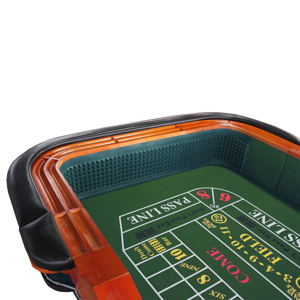 93' Deluxe Casino Dice Game Craps Table with Felt Diamond Pyramid Bumper Rubber Design, Green | Premium Home Decor - Grand Go