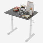 Adjustable Study Desk for Kids and Adults, Height-Adjustable Home Office Desk, White Frame with Gray Tabletop, 60cm x 80cm Co