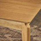 Mid-Century Dining Table, Rubberwood with Walnut Veneer, Natural Oak Finish, - Grand Goldman Shop