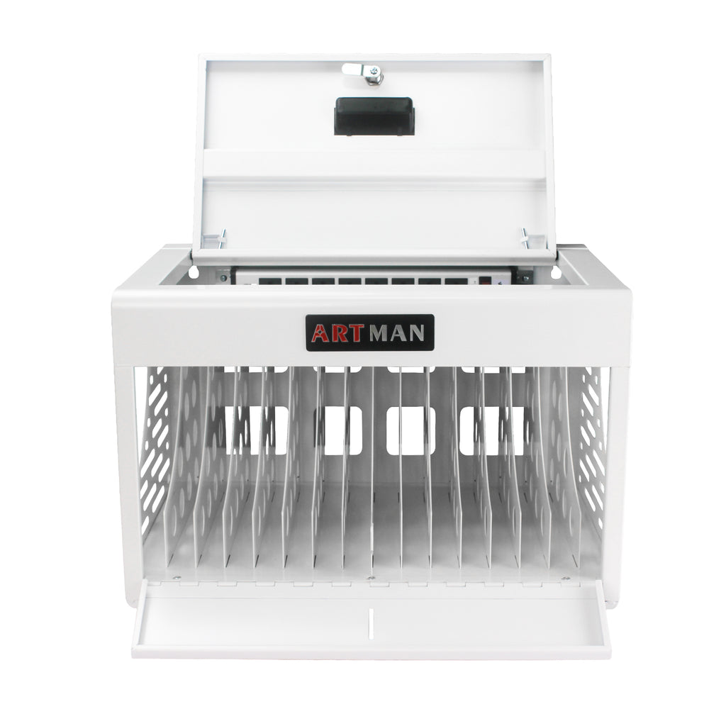 16 Bay Charging Cabinet for Laptop, Chromebook, Locking Charging Station-White | Premium Home Decor - Grand Goldman