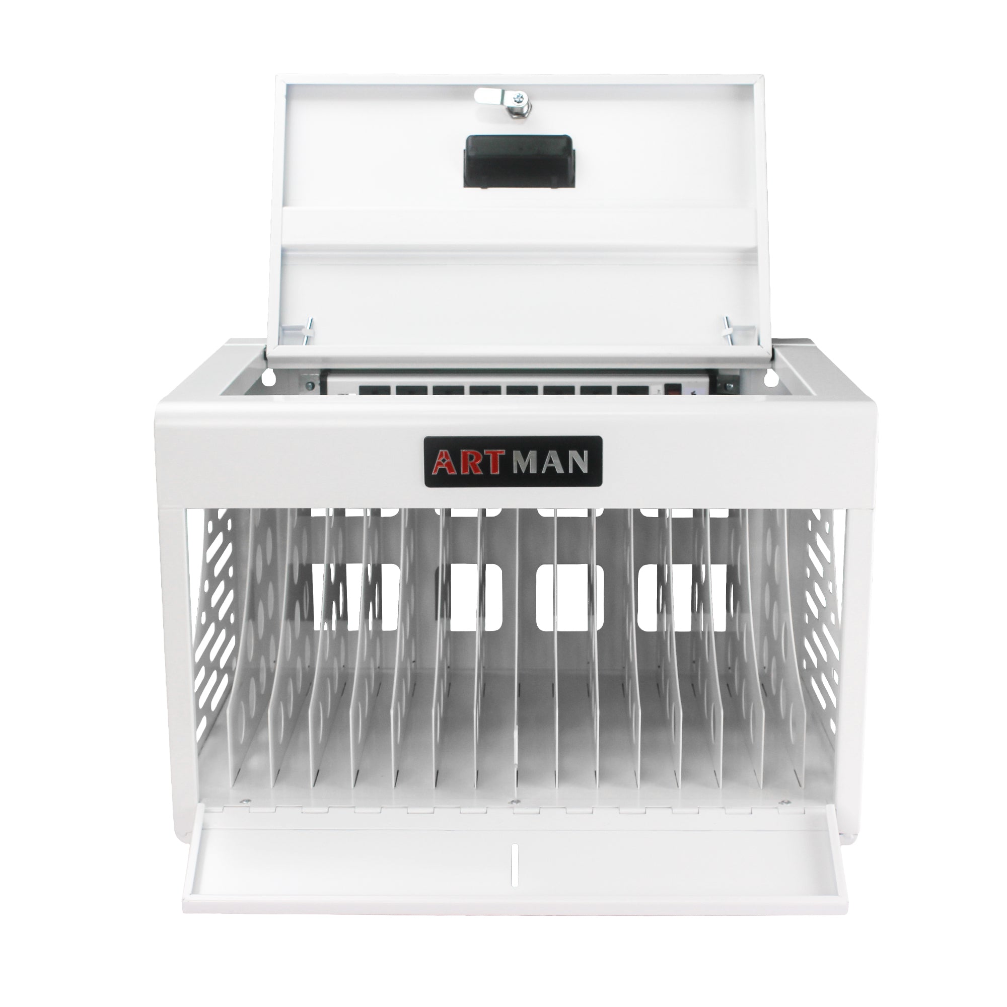 16 Bay Charging Cabinet for Laptop, Chromebook, Locking Charging Station-White | Premium Home Decor - Grand Goldman