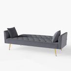 Modern convertible 72 inch foldable sleeper sofa with tufted, American retro style, made of gray velvet material, suitable for small living rooms, bedrooms and offices. gray color - Grand Goldman Shop
