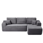 104' Cloud Sectional Sofa with L-Shape Chaise and Side Pockets , Modern Modular Design, Deep Seating, Upholstered Couch for Living Room/Bedroom, No Assembly Required (Plush Fabric), Grey,Right - Grand Goldman Shop
