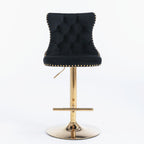 A&A Furniture,Golden Swivel Velvet Barstools Adjusatble Seat Height from 25-33 Inch, Modern Upholstered Bar Stools with Backs Comfortable Tufted for Home Pub and Kitchen Island（Black,Set of 2） - Grand Goldman Shop