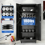71'H Metal Garage Storage Cabinet with Wheels and Lock, Heavy Duty Rolling Metal Cabinet, 4 Adjustable Shelves (180lb Each), 