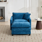 Cloud Sofa Ottoman only, Modern Sectional Couch, for Living Room Bedroom and Apartment, Comfy Double Layer Upholstered Seat Cushion, Breathable Chenille Fabric, Blue - Grand Goldman Shop