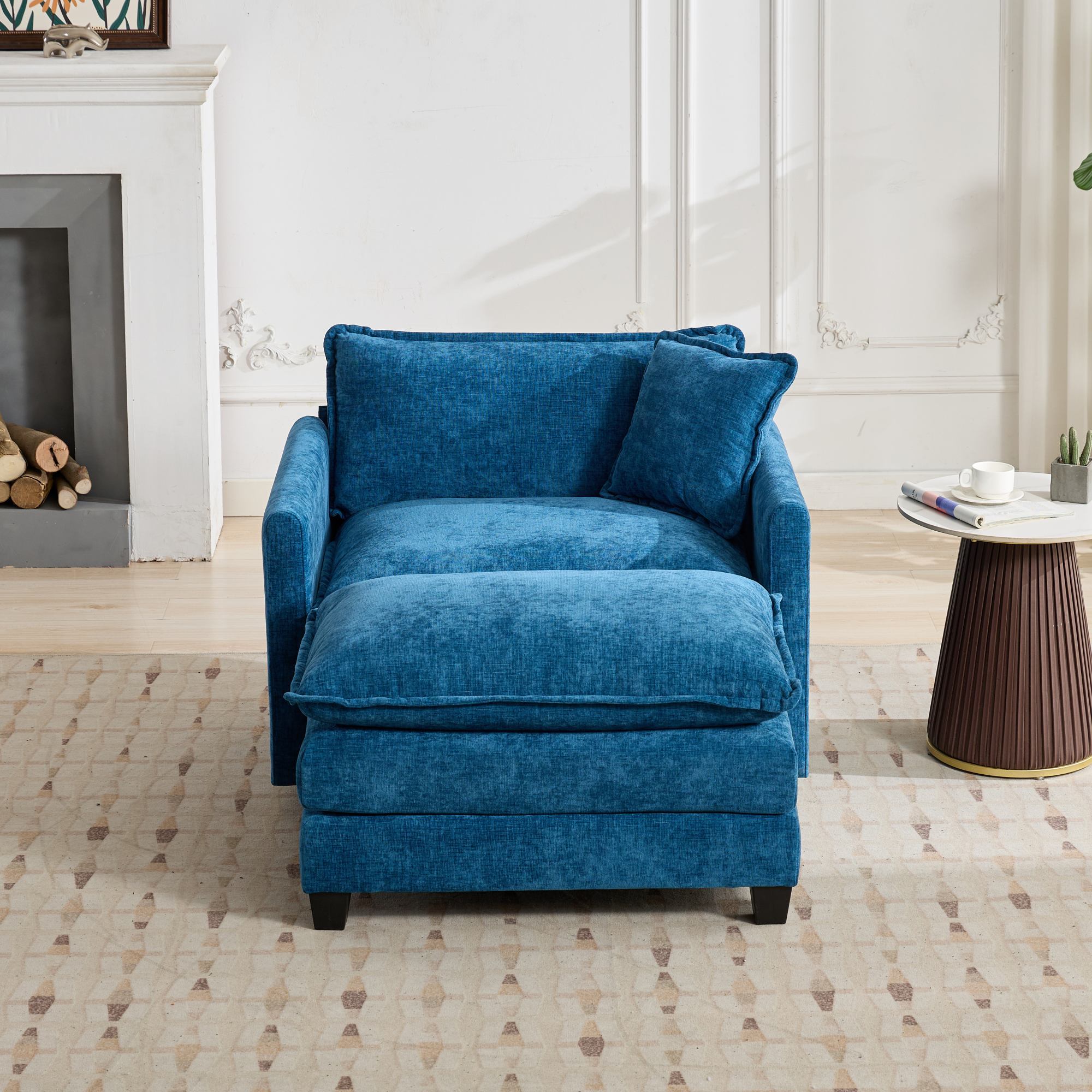 Cloud Sofa one Seat (Armrests are not included), Modern Sectional Couch, for Living Room Bedroom and Apartment, Comfy Double Layer Upholstered Seat Cushion, Breathable Chenille Fabric, Blue - Grand Goldman Shop