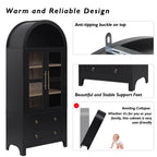 K&K 71' Tall Arched Kitchen Pantry Cabinet with 2 Large Drawers, Modern Farmhouse Kitchen Storage Cabinets with Adjustable Shelves, Glass Door, Wood Versatile Cupboard for Kitchens, Dining Room, Black - Grand Goldman Shop
