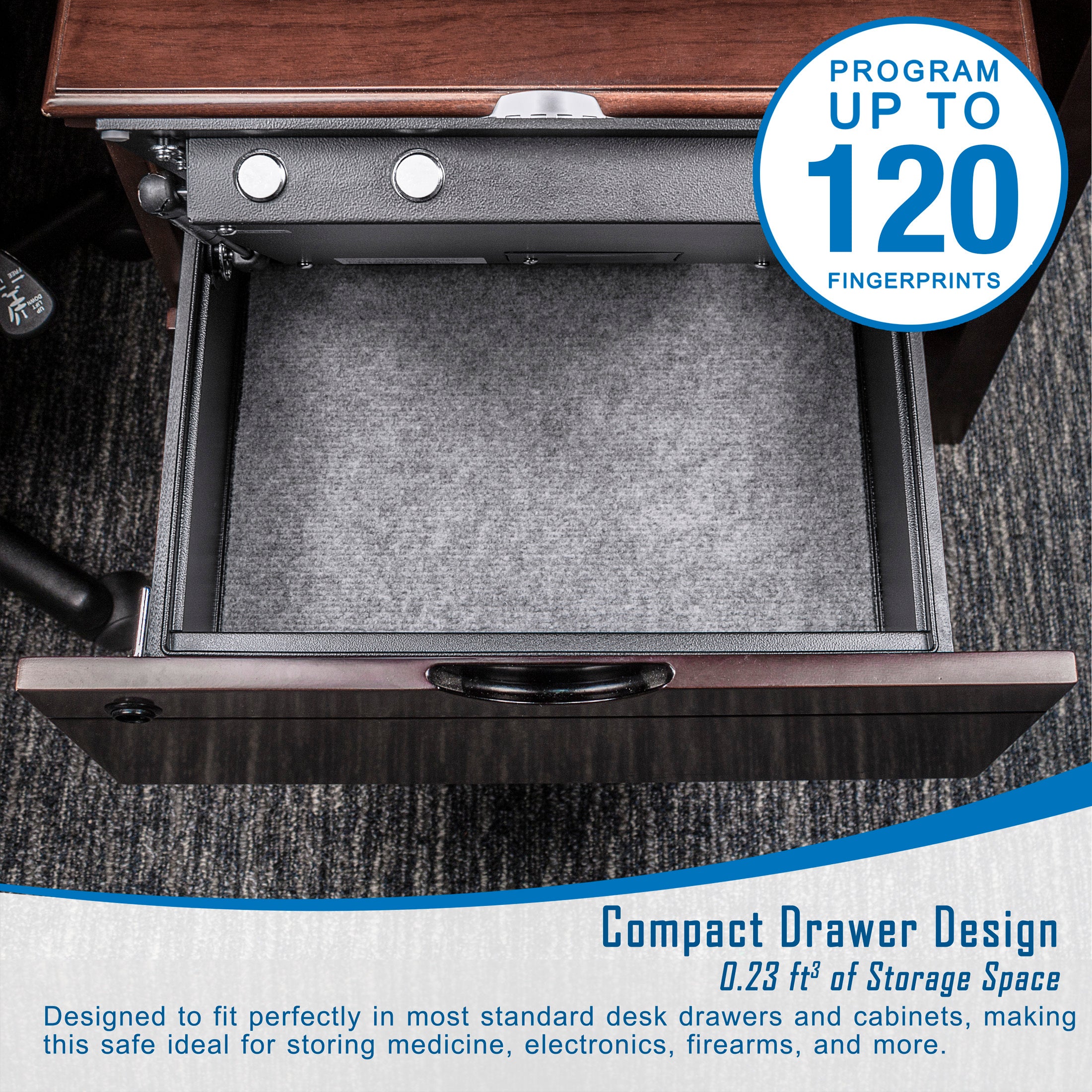 Stylish 0 23 Cu Ft Top Opening Biometric Security Safe - Available at Grand Goldman
