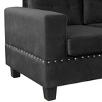 Modern Sectional Sofa with Storage Ottoman, L-Shape Couch with 2 Pillows and Cup Holders, Black Velvet, 105' - Grand Goldman Shop