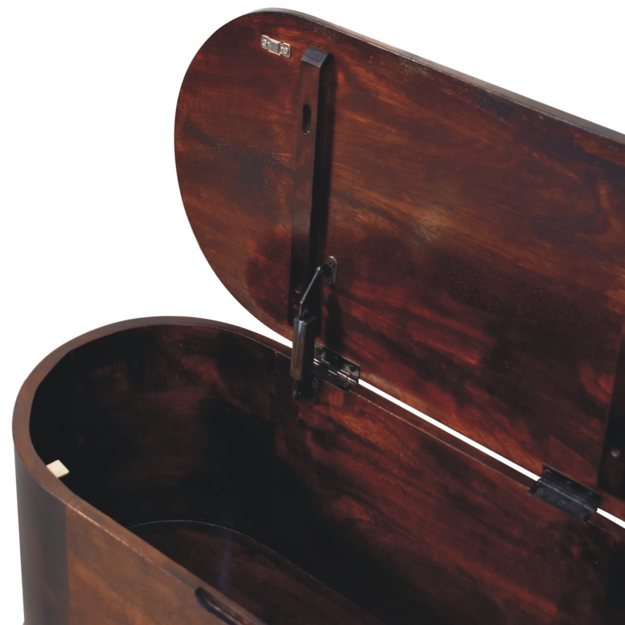 Solid Wood Light Rounded Lid-up Blanket Box, Walnut, Dark Brown - Grand Goldman Shop