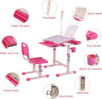 Desk for Kids Desk and Chair Set Kids Art Desk Drafting Table Desk Set with Adjustable Height, 40-Degree Tiltable Children De