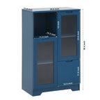 Navy Blue MDF Painted Cabinet with Glass Doors, Drawer, and Open Storage Space for Bedroom and Living Room - Grand Goldman Shop