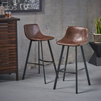 Set of 2 30' Dax Faux Leather Barstool Brown - Grand Goldman Shop