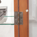2 Doors Curio Cabinet with Tempered Glass Doors, Curio Cabinets with Mirrored Back Panel and Adjustable Shelves, Lighted Display Cabinet for Home, Office Light Bulb Included Oak - Grand Goldman Shop