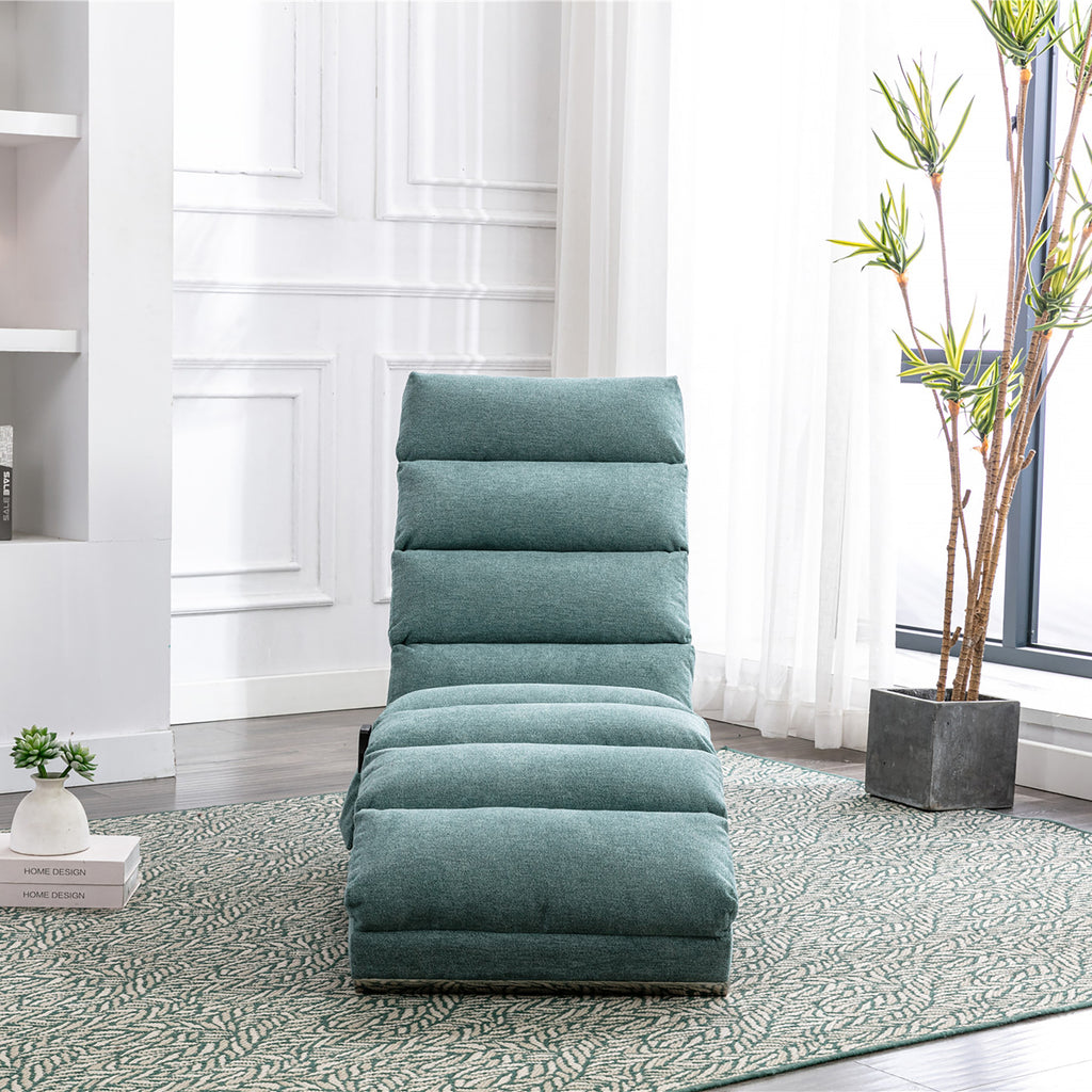 Ergonomic Electric Massage Chaise Lounge with Remote Control, Teal Linen Upholstery, 5 Modes for Relaxation - Grand Goldman Shop