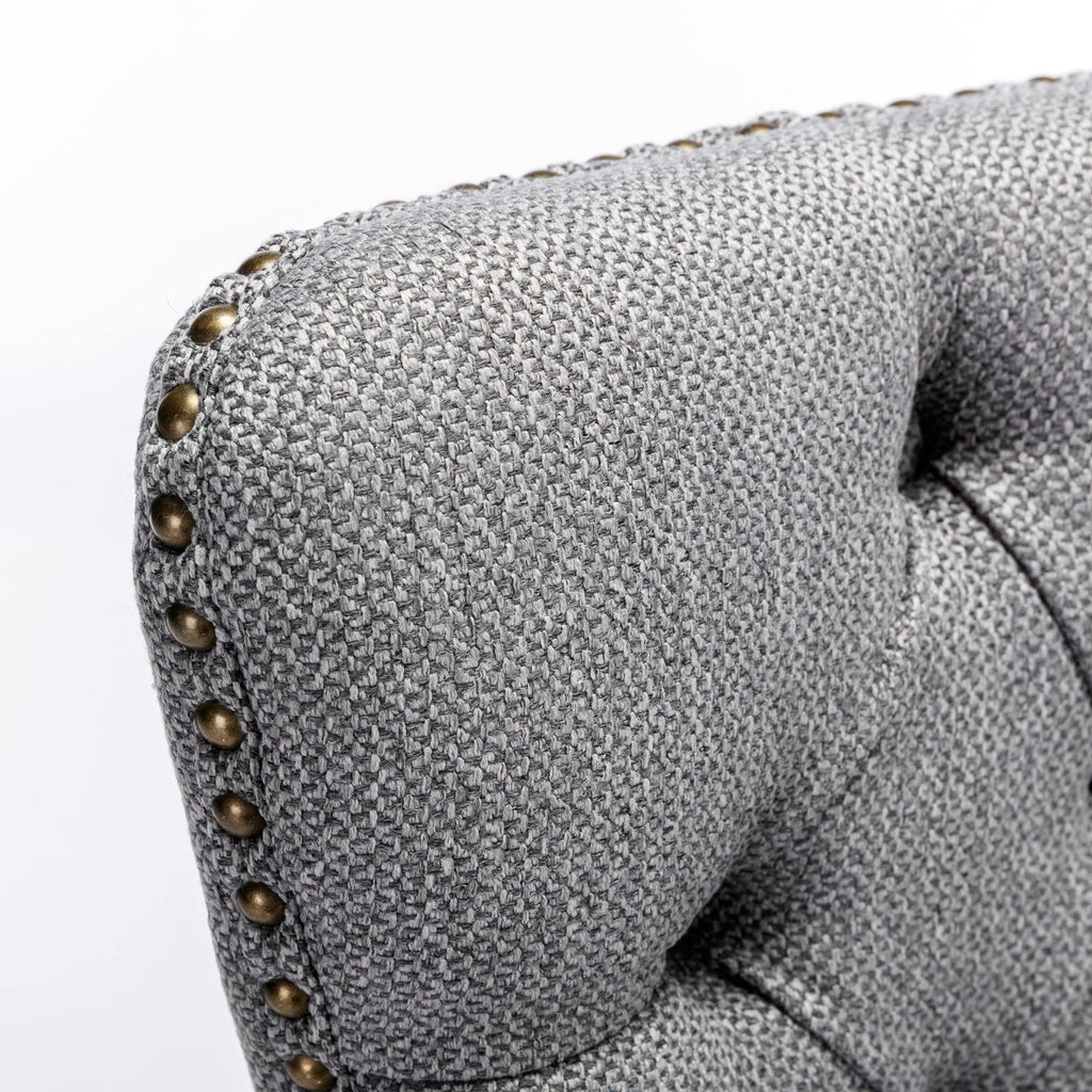 Nikki Collection Modern, High-end Tufted Solid Wood Contemporary Flax Upholstered Linen Dining Chair with Wood Legs Nailhead Trim 2-Pcs Set,Gray, SW6801GY - Grand Goldman Shop