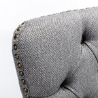 Nikki Collection Modern, High-end Tufted Solid Wood Contemporary Flax Upholstered Linen Dining Chair with Wood Legs Nailhead Trim 2-Pcs Set,Gray, SW6801GY - Grand Goldman Shop