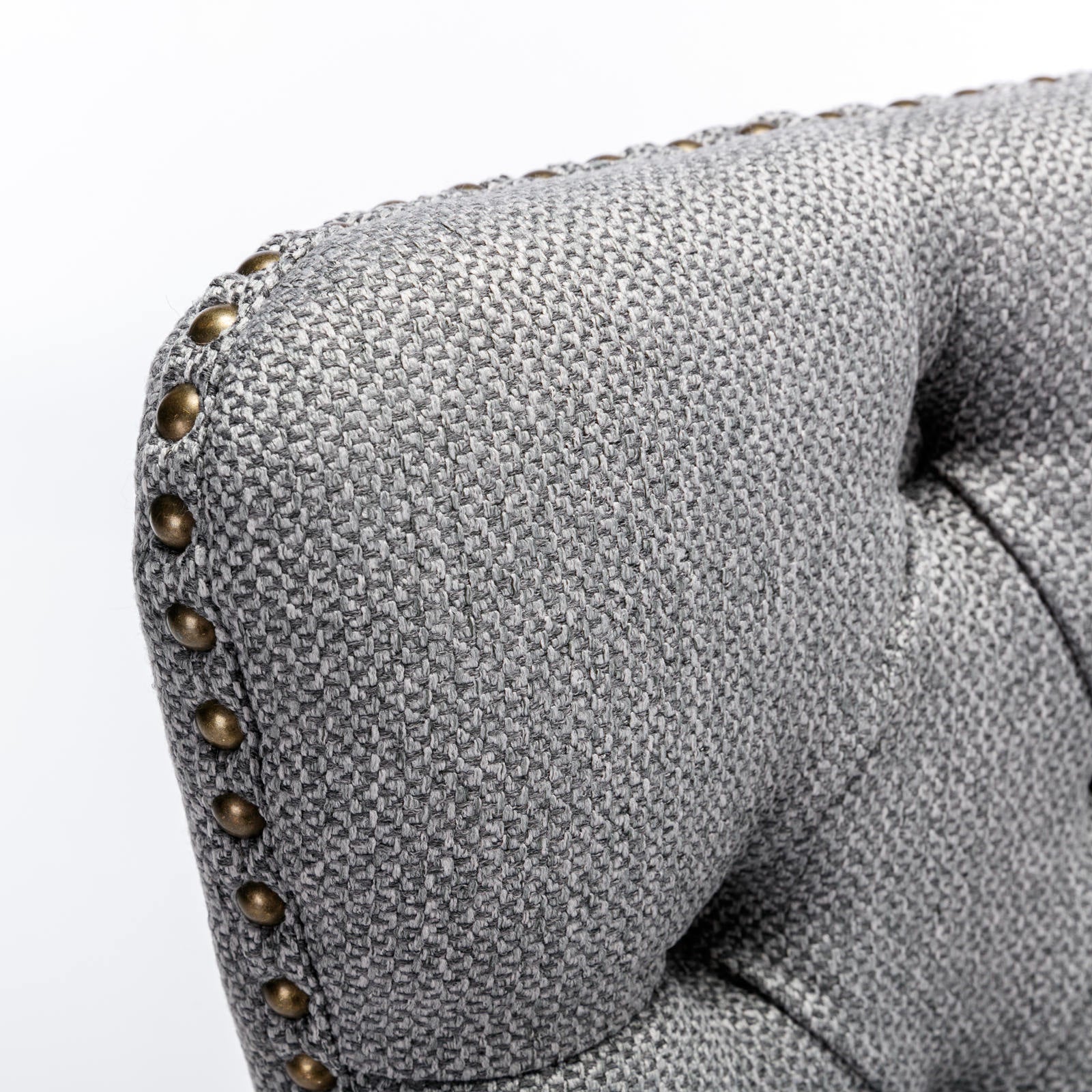 Nikki Collection Modern, High-end Tufted Solid Wood Contemporary Flax Upholstered Linen Dining Chair with Wood Legs Nailhead Trim 2-Pcs Set,Gray, SW6801GY - Grand Goldman Shop