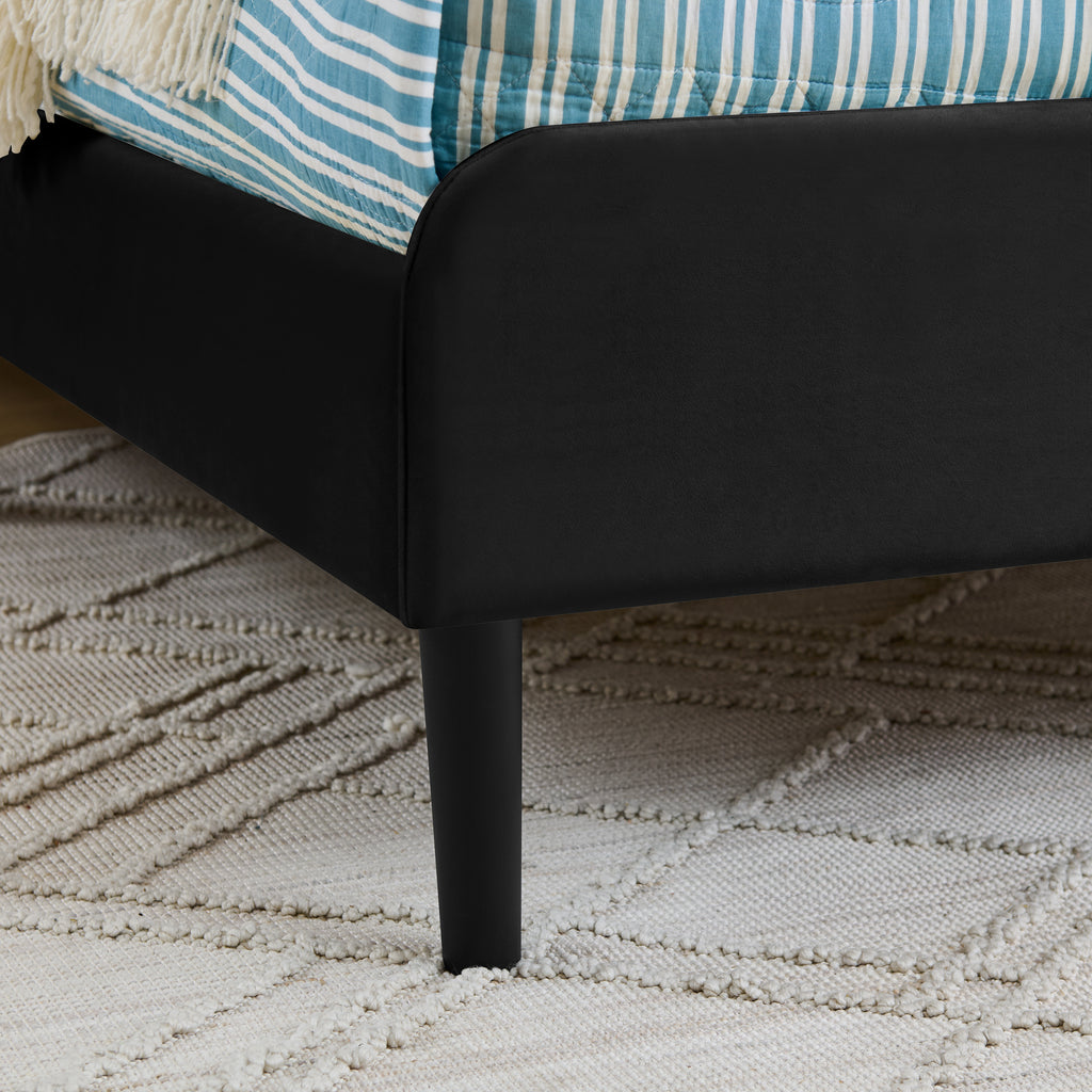 Black Velvet Upholstered Platform Bed Frame with 2 Storage Drawers and Adjustable Sofa Bed, Full Size - Grand Goldman Shop