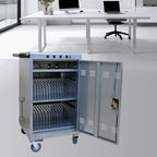 Mobile Charging Cart for Tablets Laptops 35-Device Capacity Matt Silver Metal | Premium Home Decor - Grand Goldman