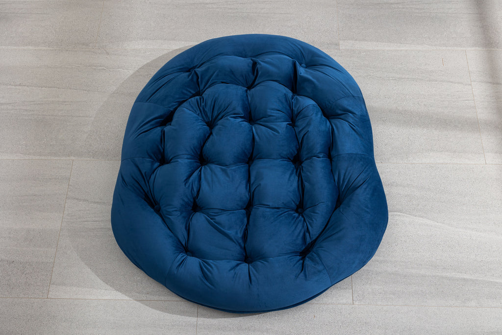 Outdoor Rattan Rocking Chair,Padded Cushion Rocker Recliner Chair Outdoor for Front Porch, Living Room, Patio, Garden, Navy Blue - Grand Goldman Shop
