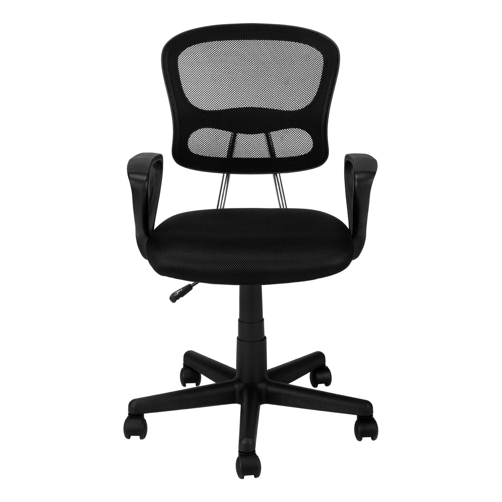 Office Chair, Adjustable Height, Swivel, Ergonomic, Armrests, Computer Desk, Work, Juvenile, Black Mesh, Black Metal, Contemp