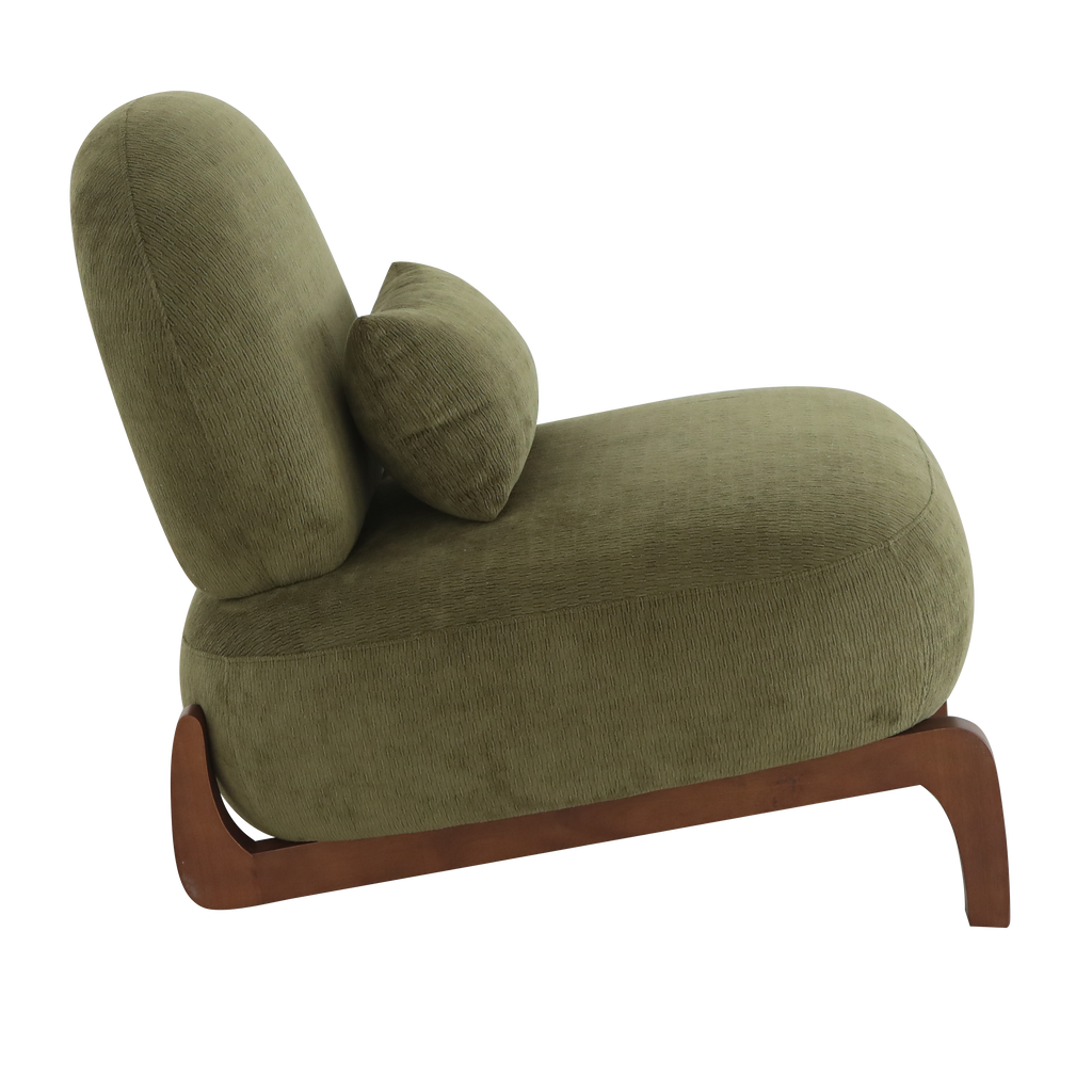Cute Accent Chair with Solid Wood Legs, Velvet Living Room Chair with Soft Cushion, Cozy Bedroom Chair, Comfy Armless Reading Chair for Apartment, Waiting Room, Balcony (Green) - Grand Goldman Shop