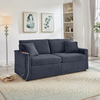 Comfortable Fluffy Corduroy Lazy Sofa, Storage Space for Big Loveseat, Super Soft Chaise Lounge with Double Ottomans and Table Board,Suitable for Chailiving - Grand Goldman Shop