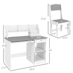 Qaba Kids Desk and Chair Set with Storage, Study Desk with Chair for Children 5-8 Years Old, Gray - Grand Goldman