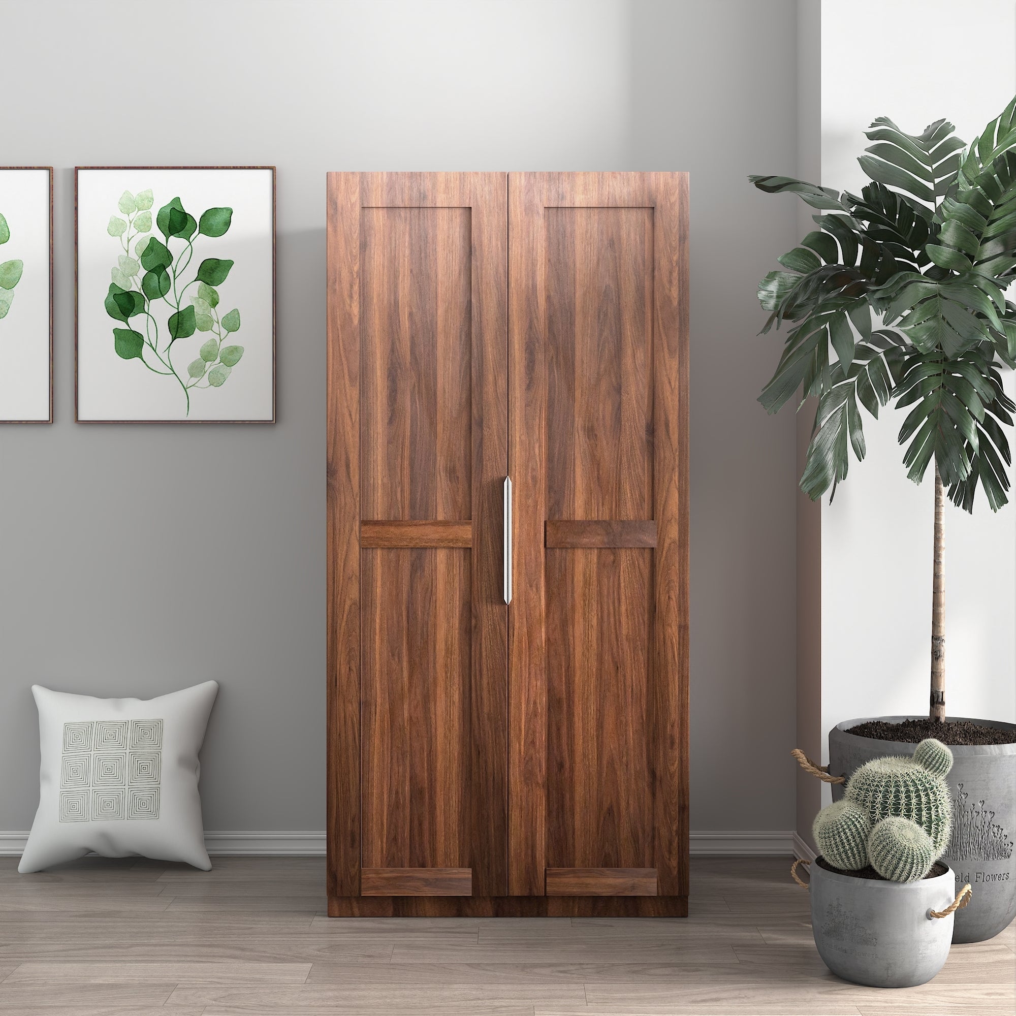 62.99in Kitchen Pantry Cabinet, Walnut  Freestanding Buffet Cupboards Sideboard with Doors &  Shelves, Kitchen Pantry Storage Cabinet for Kitchen, Living Room and Dinning Room - Grand Goldman Shop