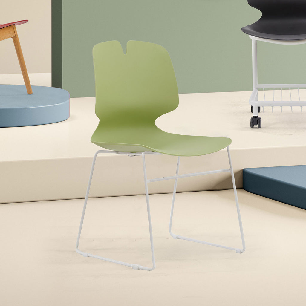 Modern Stacked Office Chairs Set of 4 in Green and Grey with Polypropylene Construction and 180KG Load Capacity | Premium Hom