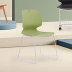 Modern Stacked Office Chairs Set of 4 in Green and Grey with Polypropylene Construction and 180KG Load Capacity | Premium Hom