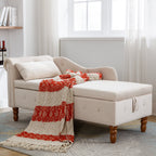 Beige Chaise Lounge Indoor, Velvet Lounge Chair for Bedroom with Storage & Pillow, Modern Upholstered Rolled Arm Chase Lounge for Sleeping with Nailhead Trim for Living Room Bedroom Office - Grand Goldman Shop