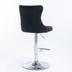 A&A Furniture Modern Swivel Velvet Barstools with Adjustable Height and Chrome Base, Black, Set of 2 - Grand Goldman Shop