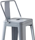 Modern Light Weight Industrial Contemporary Rustic Vintage Costal Metal Barstools with Bucket Back and 4 Leg Design, Seat Bar