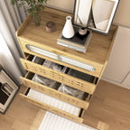 Wood 4 Drawer Dresser for Bedroom, Large Double Dresser with Wide Drawers, Modern Chest of Drawers,Storage Organizer Dresser,Nursery Dresser,for Living Room, Hallway, Bedroom, Kids Bedroom - Grand Goldman Shop