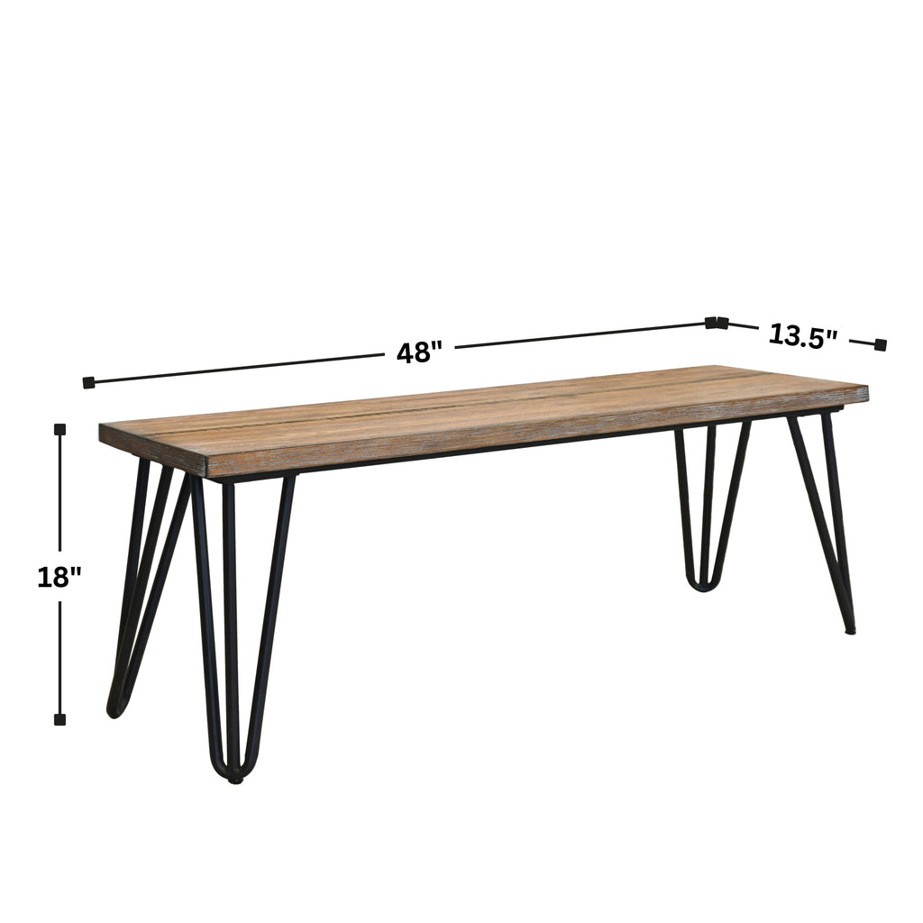 Aryven Industrial Wood Dining Bench, Rustic Dark Pine Finish - Grand Goldman Shop